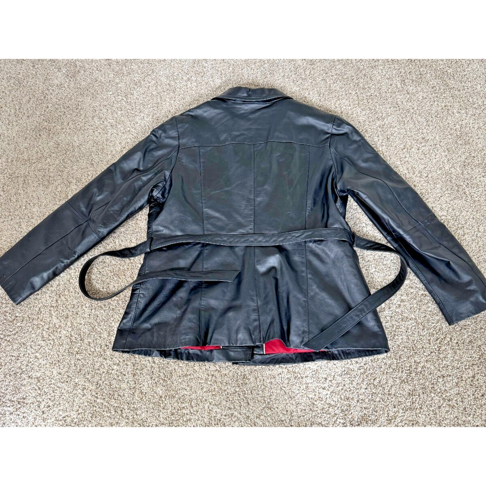 Vintage Wilsons Leather Maxima Belted Buttery Soft Black Leather Jacket XXL 90s - Picture 3 of 12
